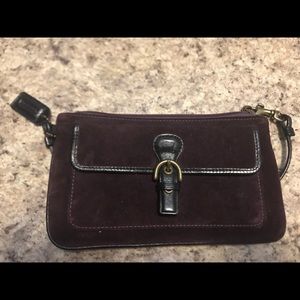 Coach deep purple suede wristlet